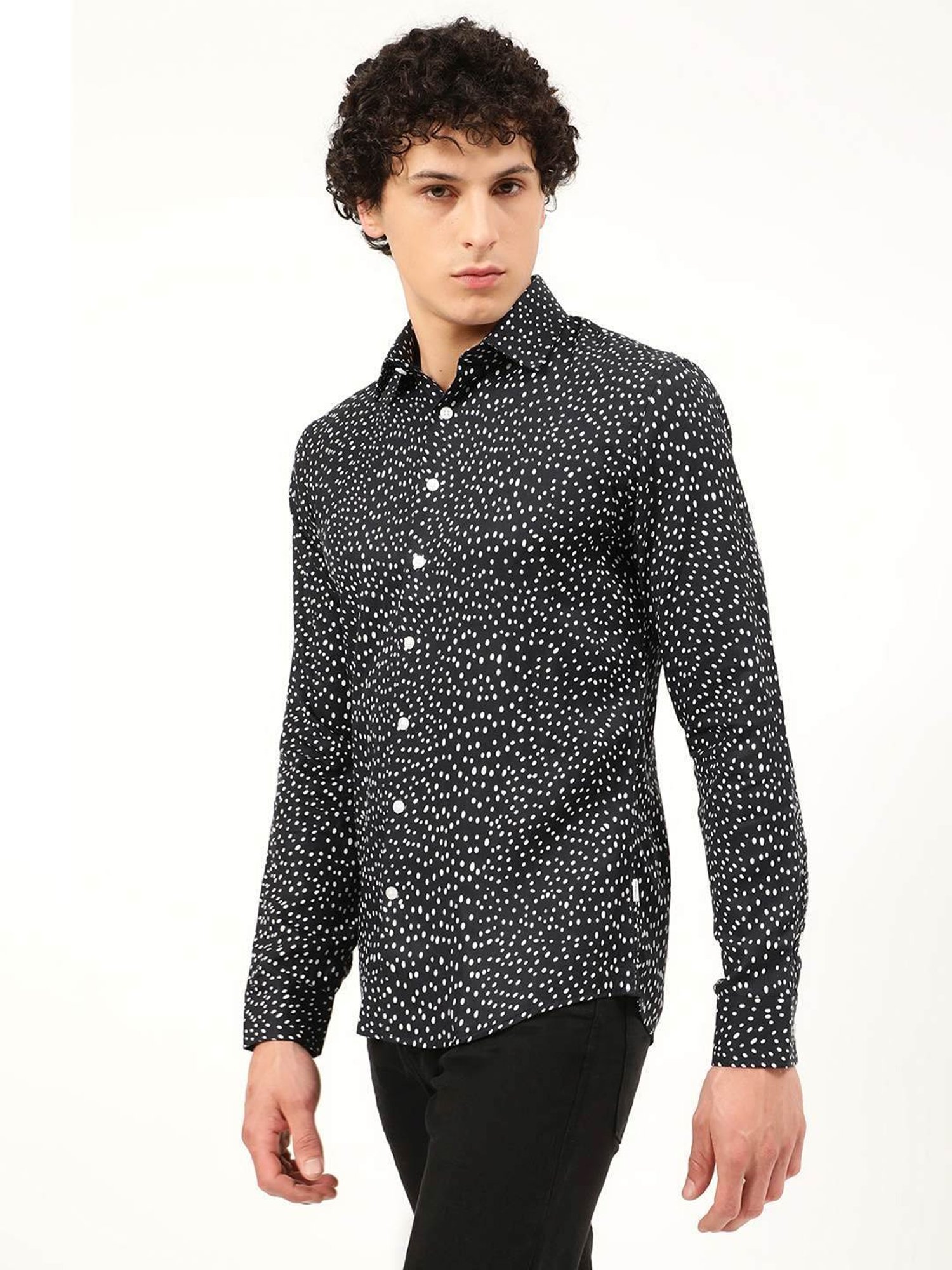 Lindbergh Black Slim Fit Printed Shirt