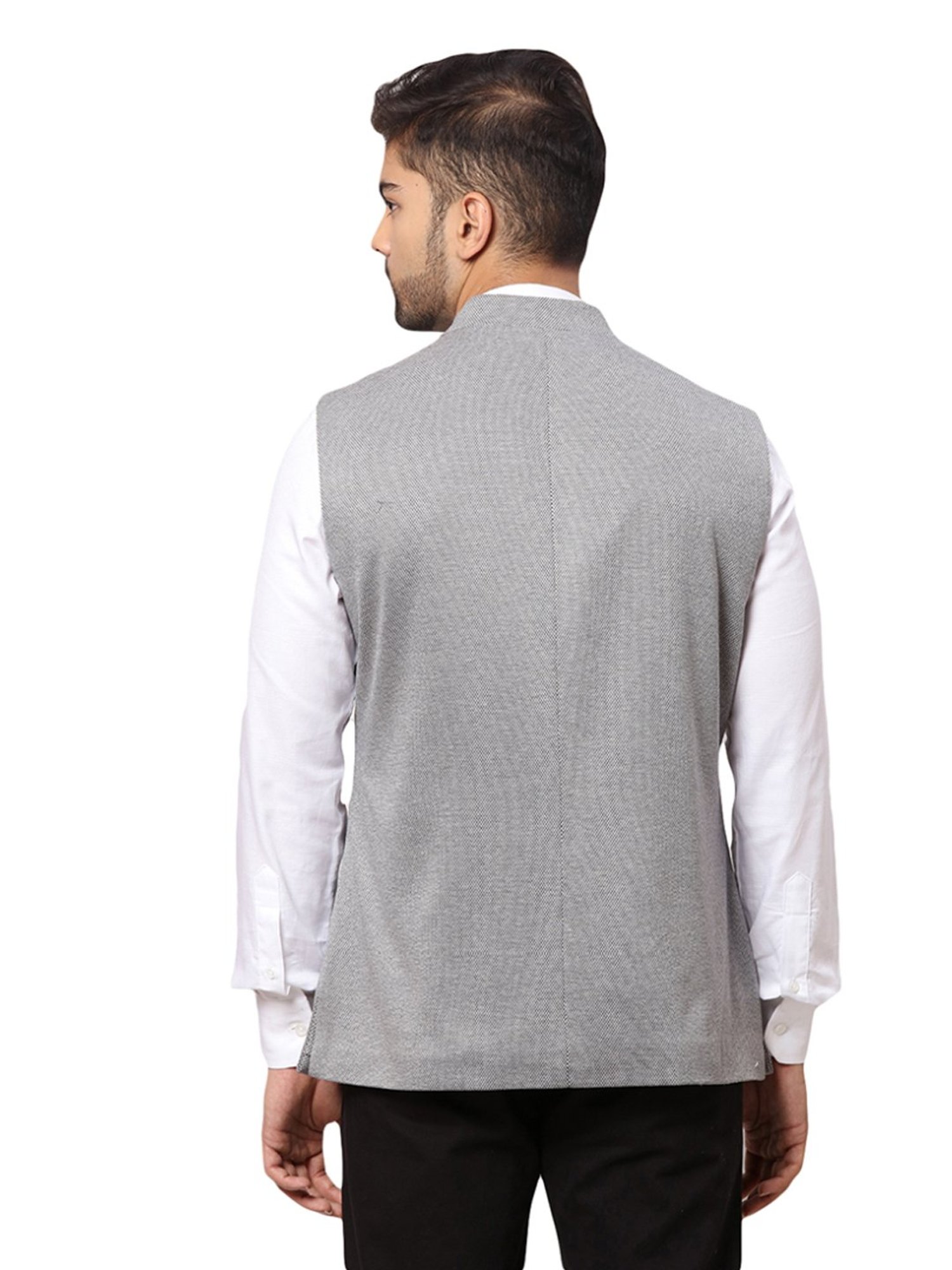 Park Avenue Grey Slim Fit Nehru Jacket