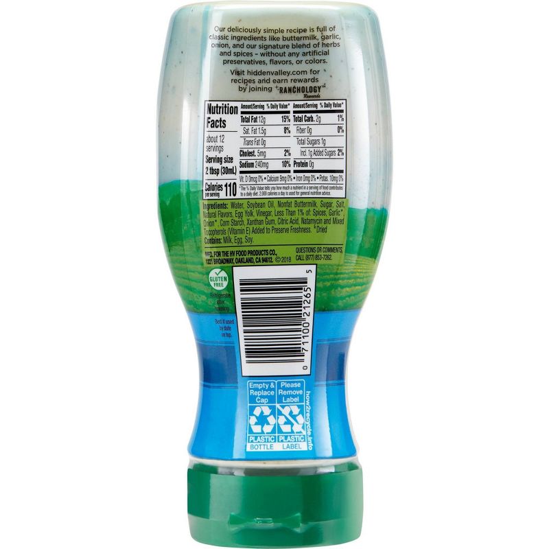 Hidden Valley Simply Ranch Classic Ranch Salad Dressing & Topping - Gluten Free - 12fl oz