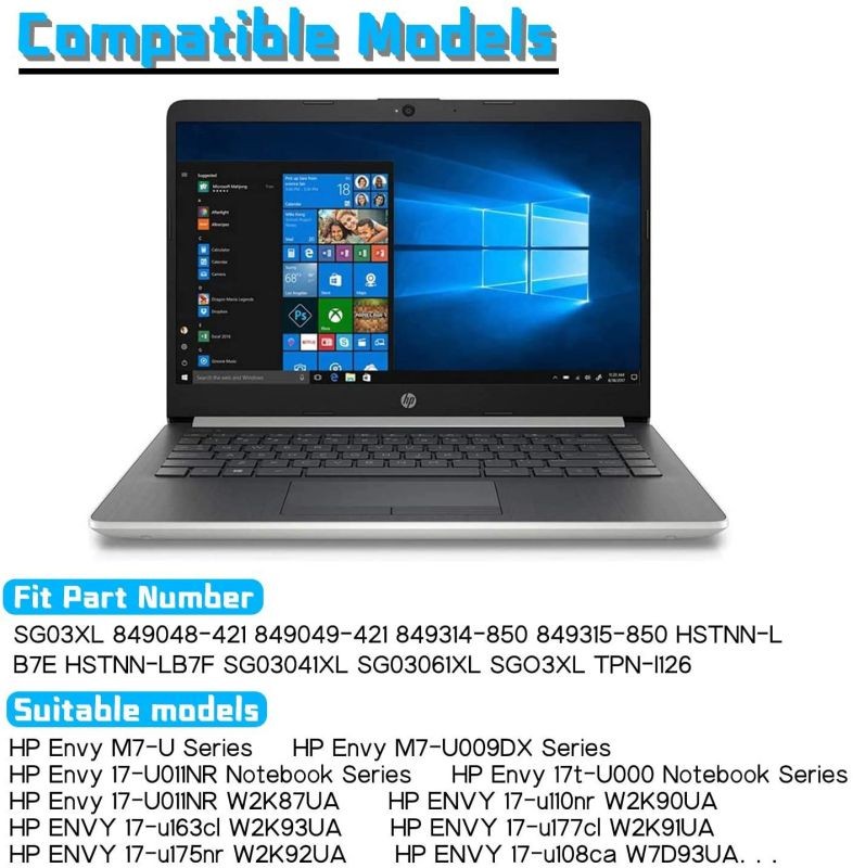 SG03XL Laptop Battery for HP Envy M7-U Series M7-U109DX M7-U009DX 17-u273cl 17-u177cl 17t-U000 17-U163CL HSTNN-LB7E 849048-421 849049-421 849314-850 849315-850 W2K88UA SGO3XL [ 11.55V/61.6WH/5150MAH ]