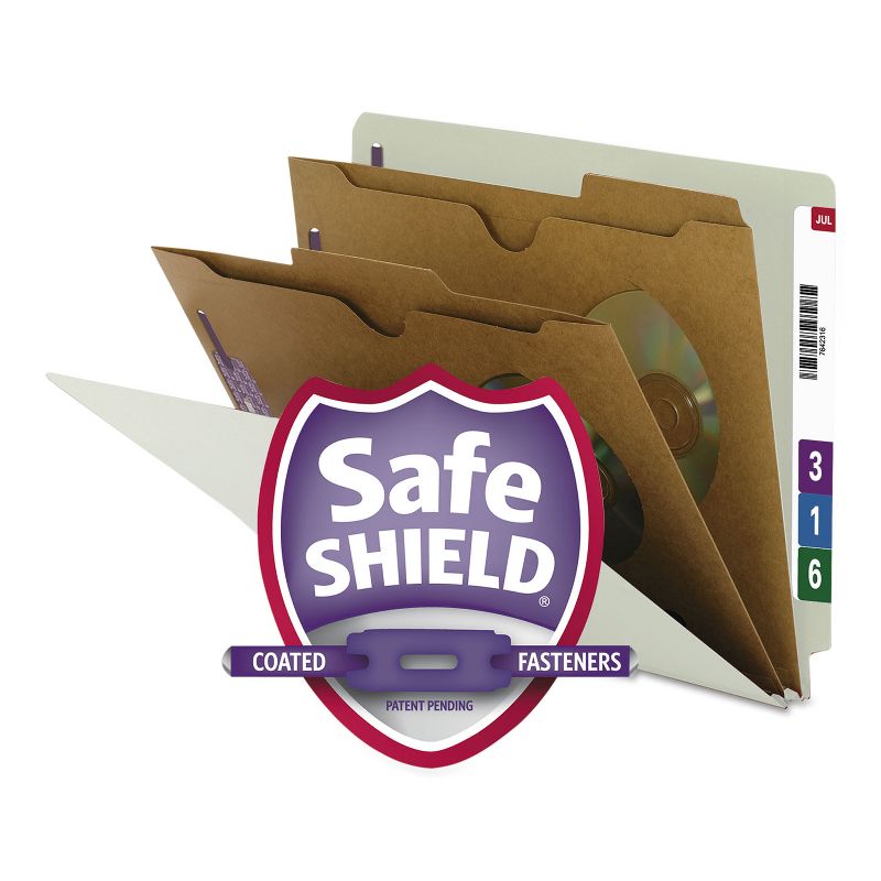 Smead Pressboard End Tab Classification Folder Pockets Letter Six-Section 10/Box 26710