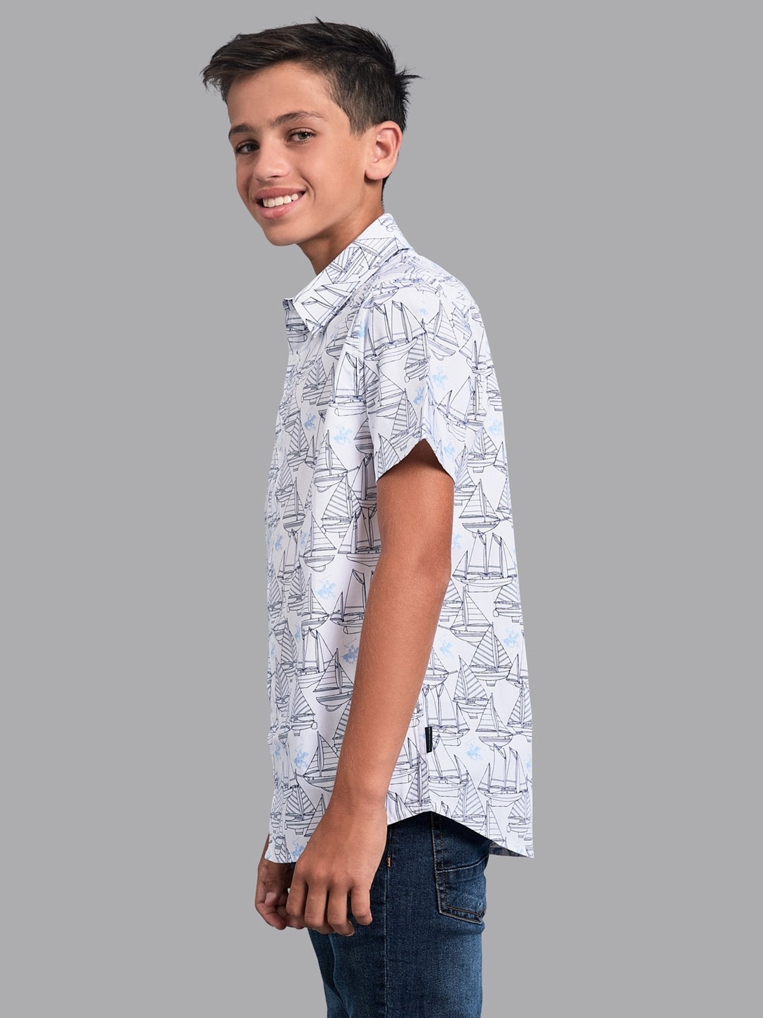 Beverly Hills Polo Club Kids White Cotton Printed Shirt