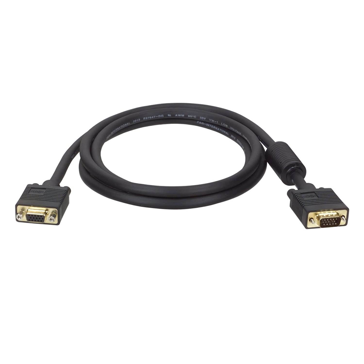 Tripp Lite VGA Monitor Extension Cable RGB Coax High Resolution M/F, 2048 x 1536 (1080p) HD15, 10ft 10 (P500-010)