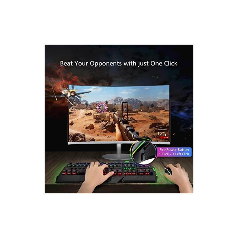 Gaming Mouse Wired RGB Chroma Backlit Gaming Mouse 8 Programmable Buttons 7200 DPI Adjustable Comfortable Grip Ergonomic Optical PC Computer Gaming Mice with Fire Button Sega Genesis Acces