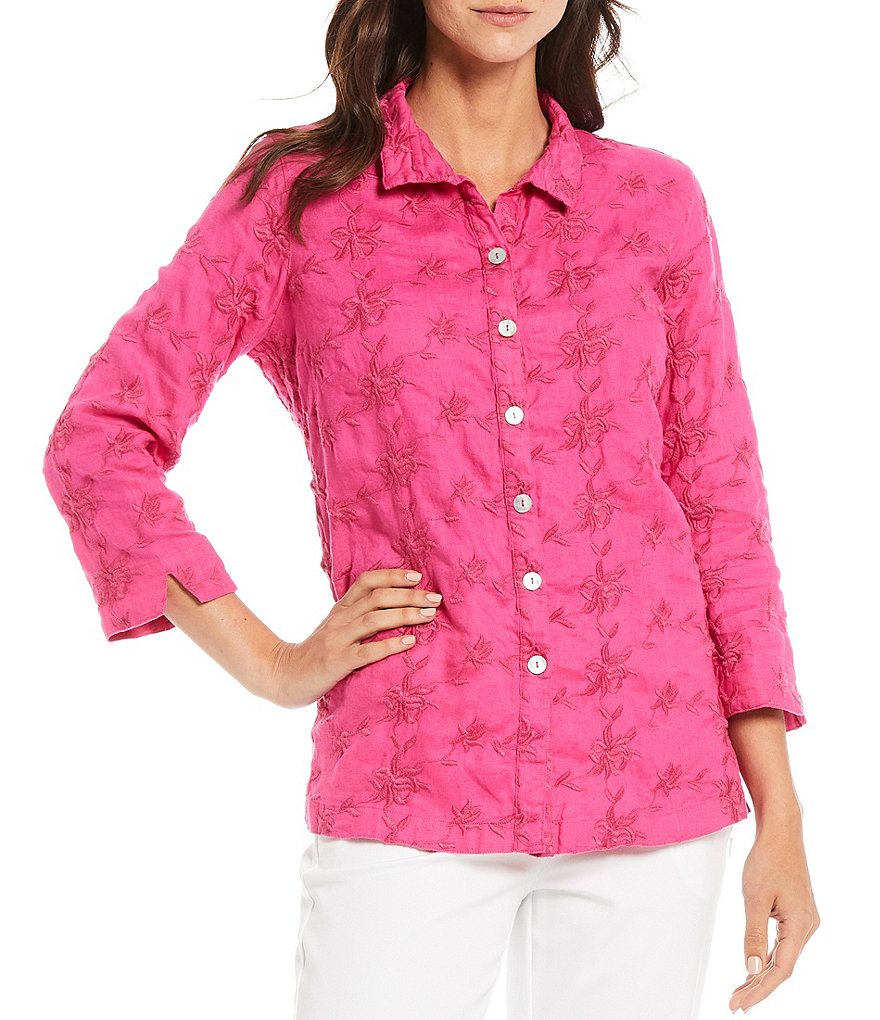 Eva Varro Animal Print Knit Jersey 3/4 Slit Sleeve Tunic