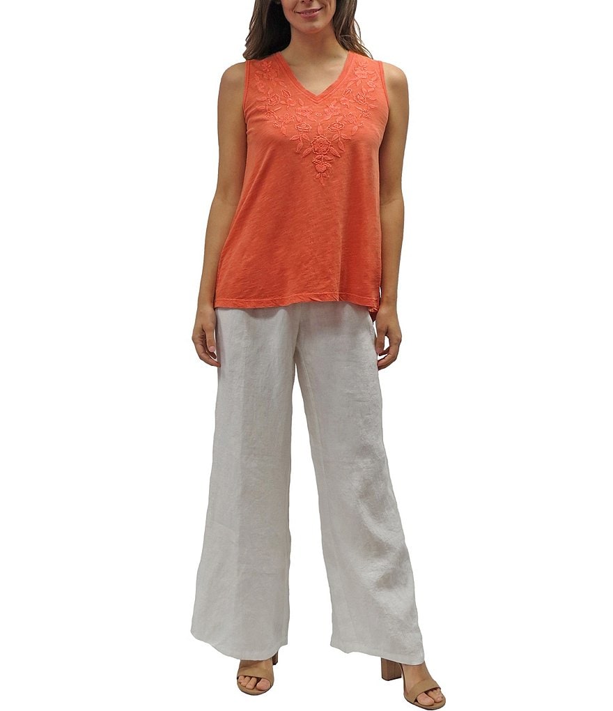 Karyn Seo Saira Vintage Embroidered V-Neck Boho Tank Top