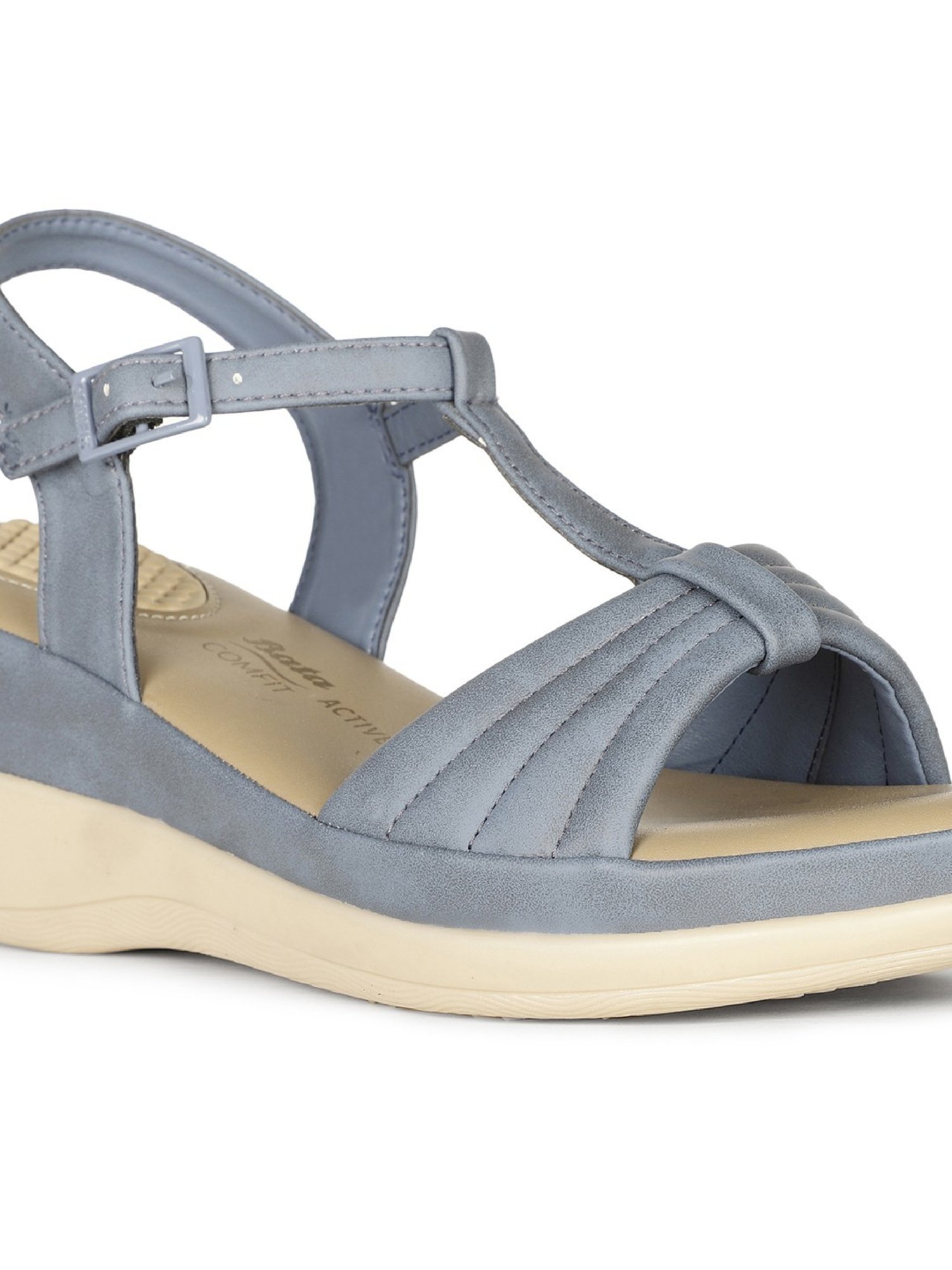 Bata Women's Blue Ankle Strap Wedges