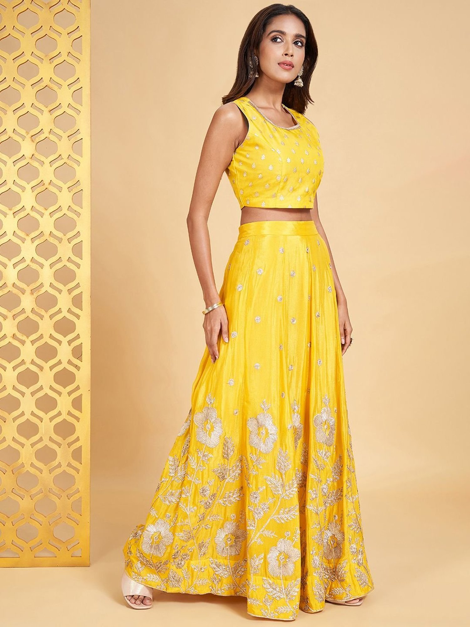 studiorasa Purple Hand Block Print Lehenga Set