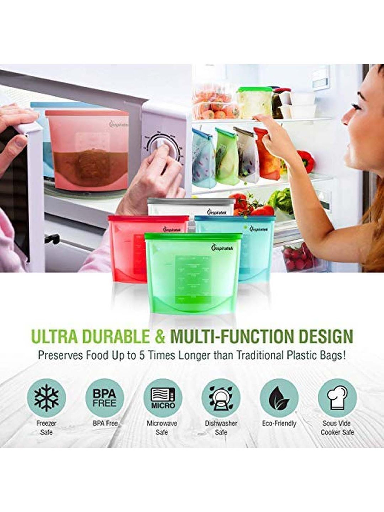 Femora Blue Silicone Reusable Food Preservation Bag (1500 ml) - Set of 1