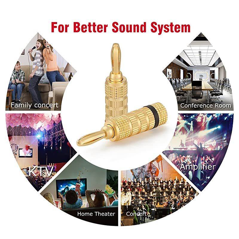 WG3333 24k Gold Plated Speaker Banana PlugsClosed Screw Type 6 Pairs 12 PLUGS