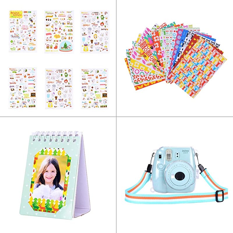 Instax Mini 9 Camera Accessories for FujiFilm Instax Mini 9 8 8+ Camera with Mini 9 Case/Album/Selfie Lens/Filters/Wall Hang Frames/Shoulder Strap (12 in 1 Fantasy Mountain Forest)