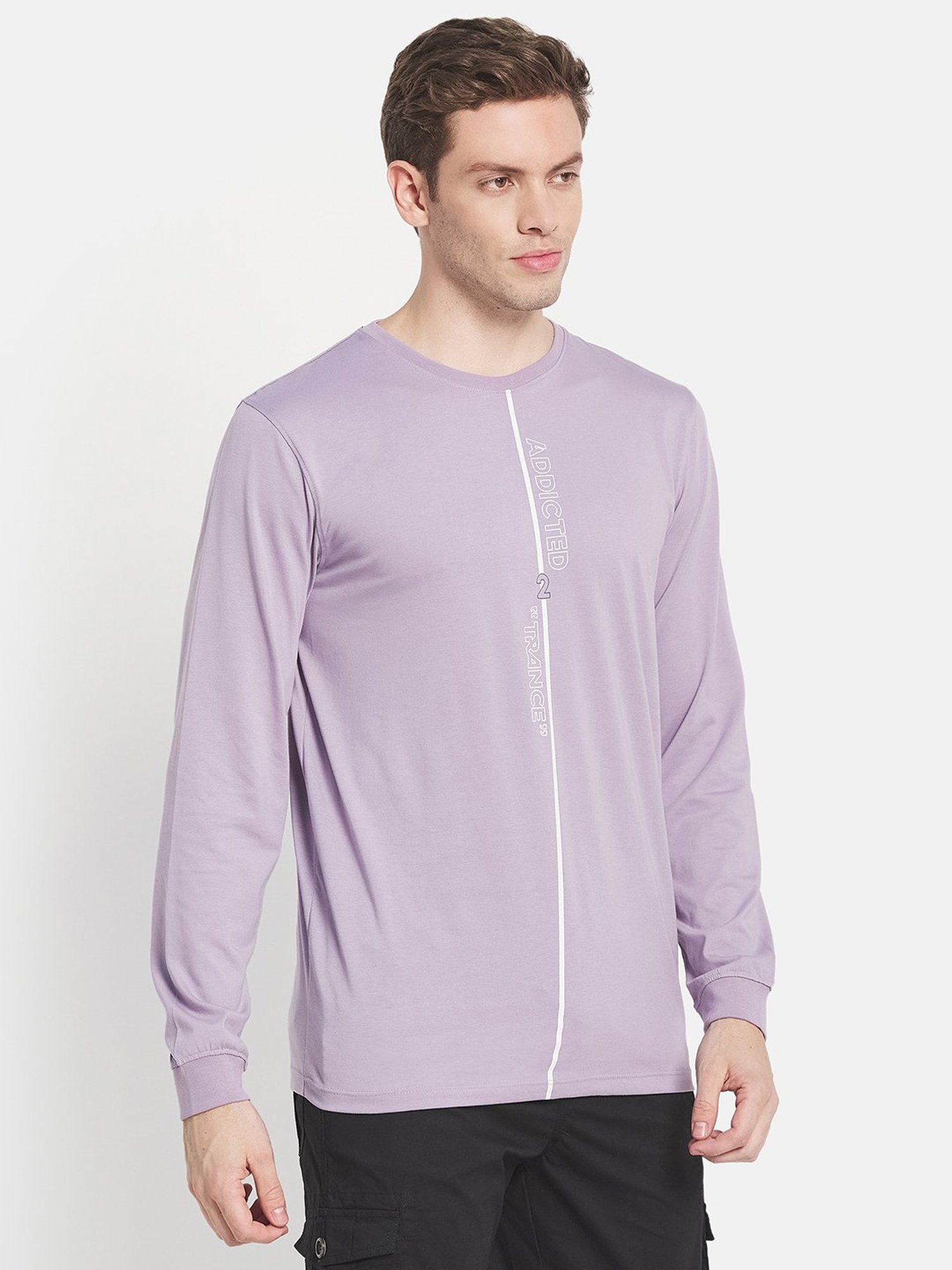 Mettle Purple Cotton Regular Fit Printed T-Shirt