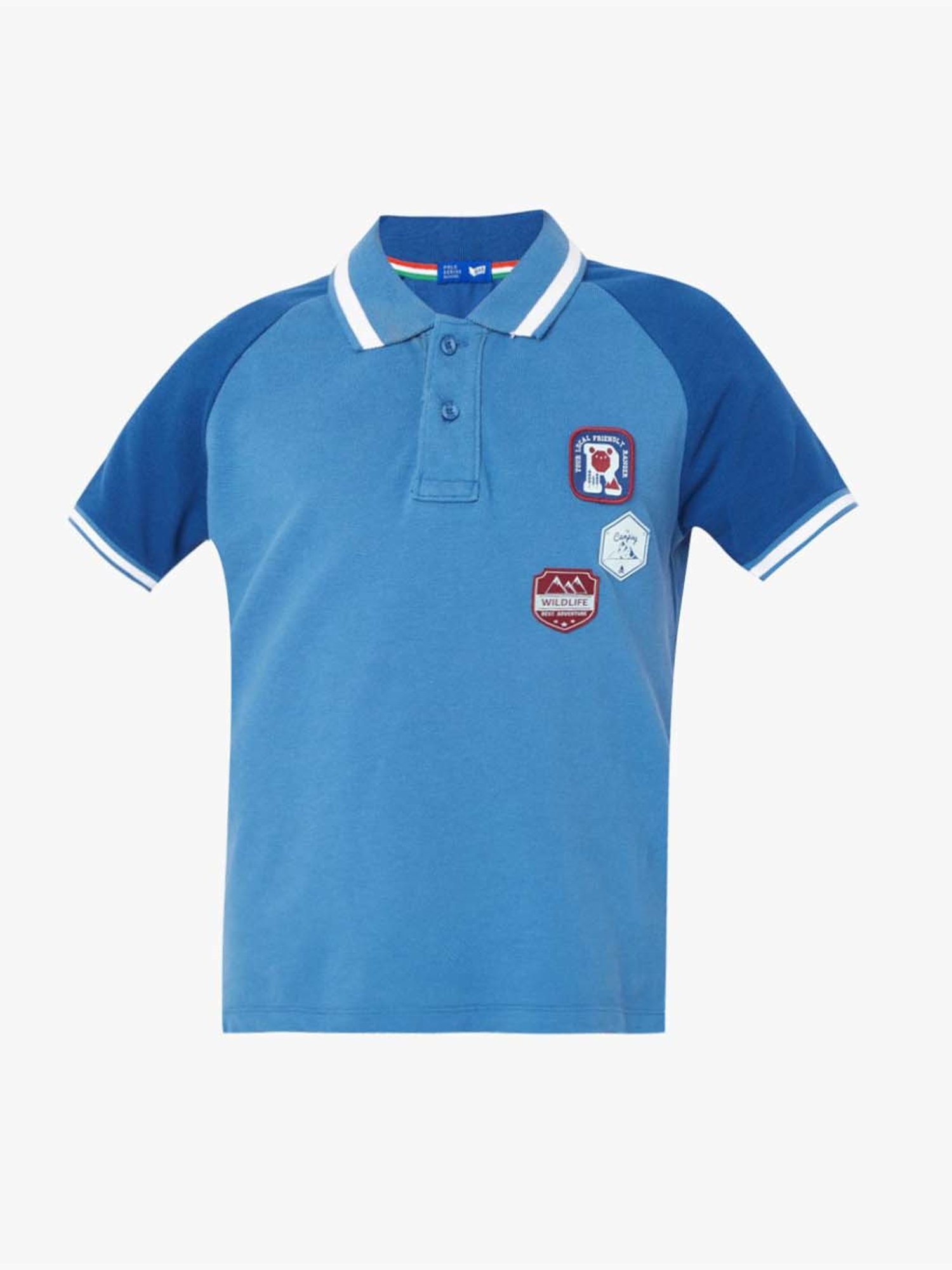 Gas Kids Vallarta Blue Cotton Color Block Polo T-Shirt