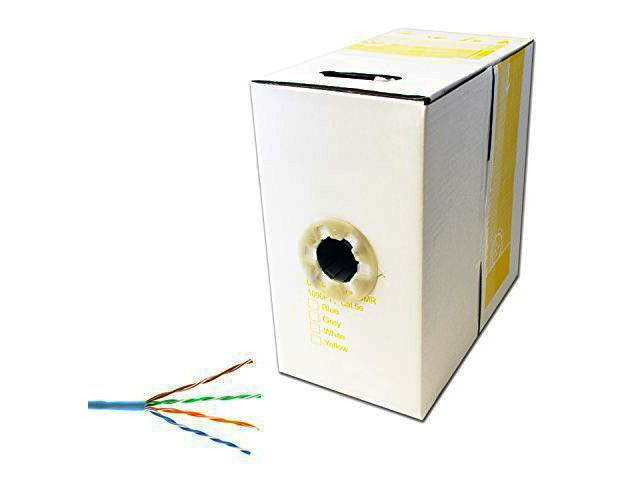FiveStar 1000 Ft. Cable ETL Listed Cat5E UTP Solid Copper PVC CMR-Rated Cable - Blue