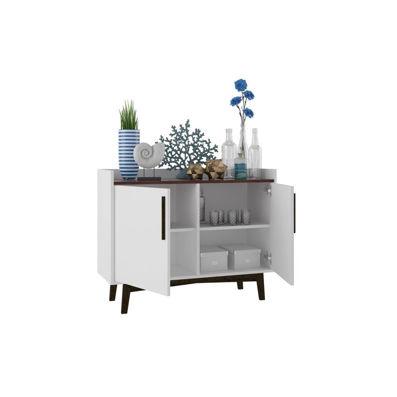 35.43" Brookdale Sideboard White/Nut Brown - Manhattan Comfort