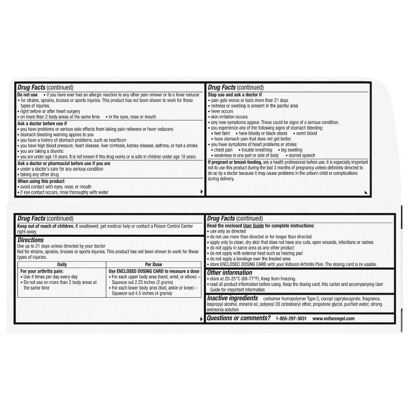 Voltaren Diclofenac Sodium Topical Arthritis Pain Relief Gel Tube - 3.5 oz (Pack of 2)