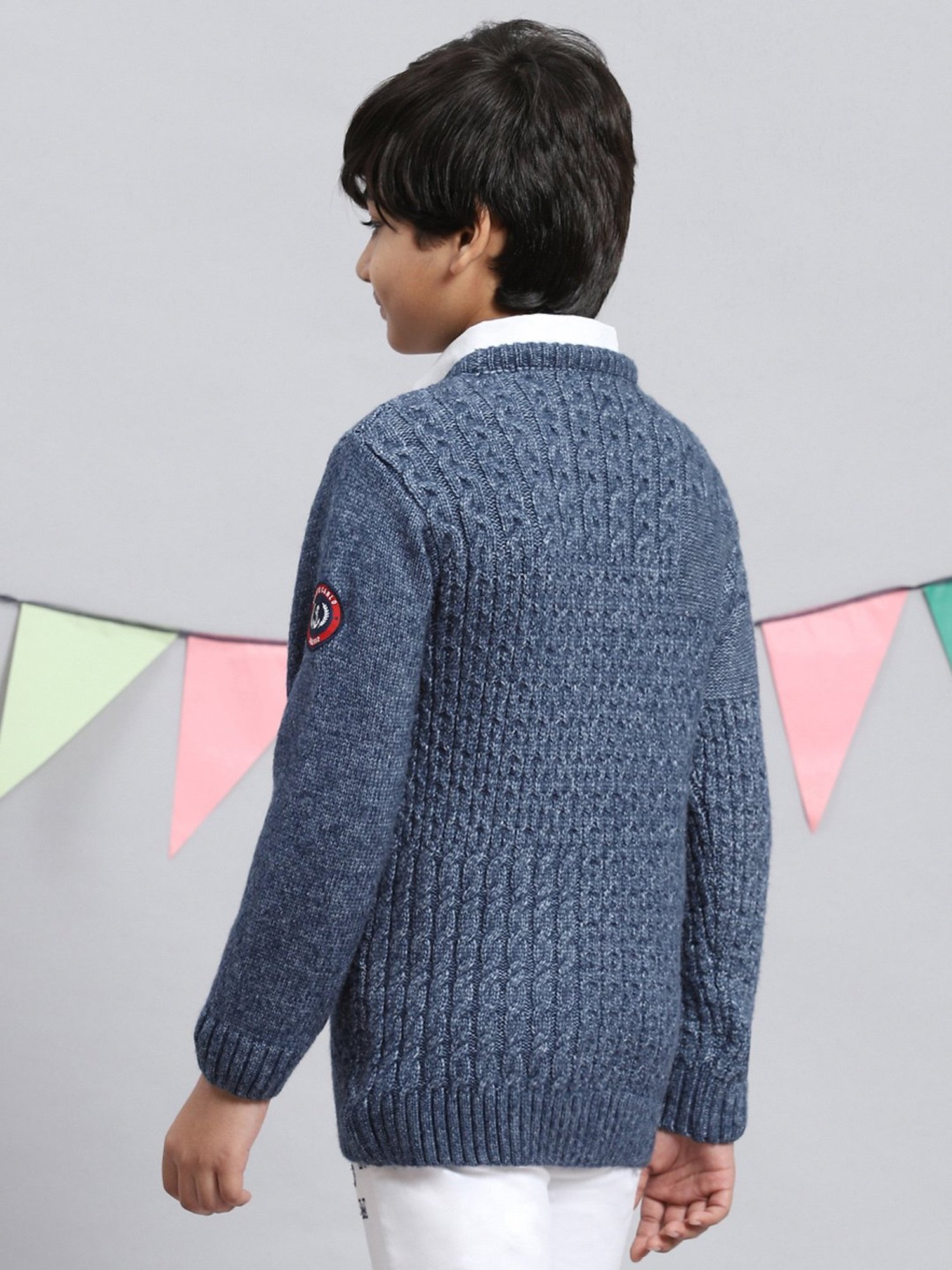 U.S. Polo Assn. Kids Black Self Design Sweater