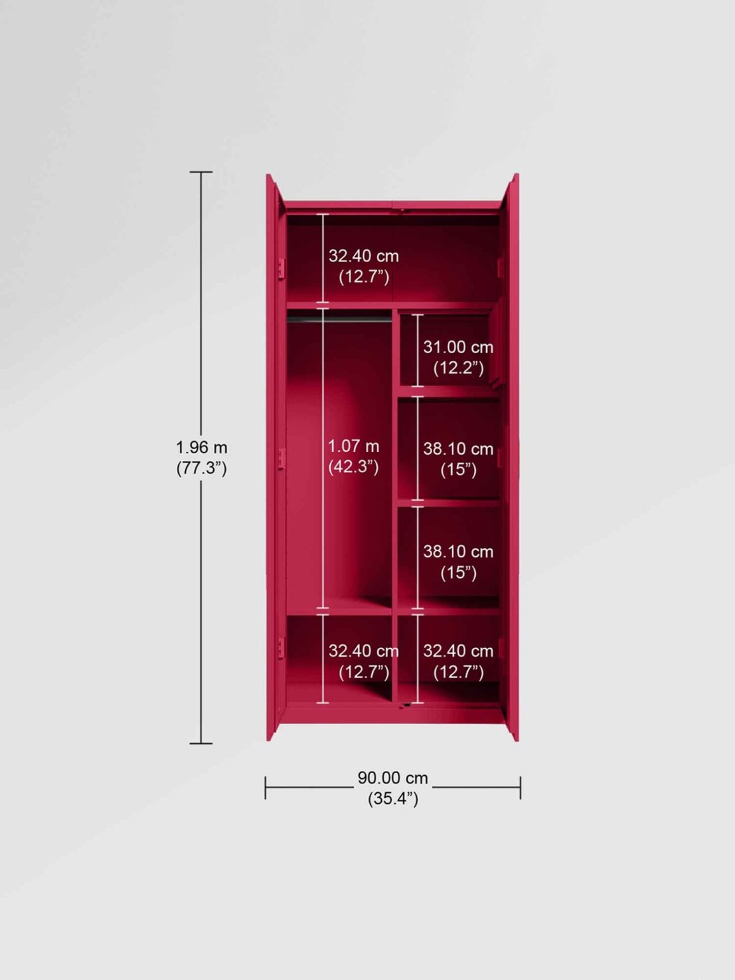 Godrej Interio Neolite 2-Door Steel Almirah, Blush Red (1-Year Warranty, 1 Locker)