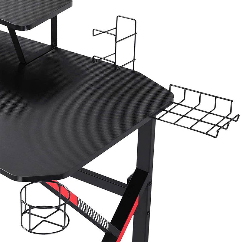Gaming Desk 39 Inch Computer Desk Gaming Table K Shaped Pc Gaming Workstation Home Office Desk with Headphone/CD Holder, Gaming Controller Rack, K01