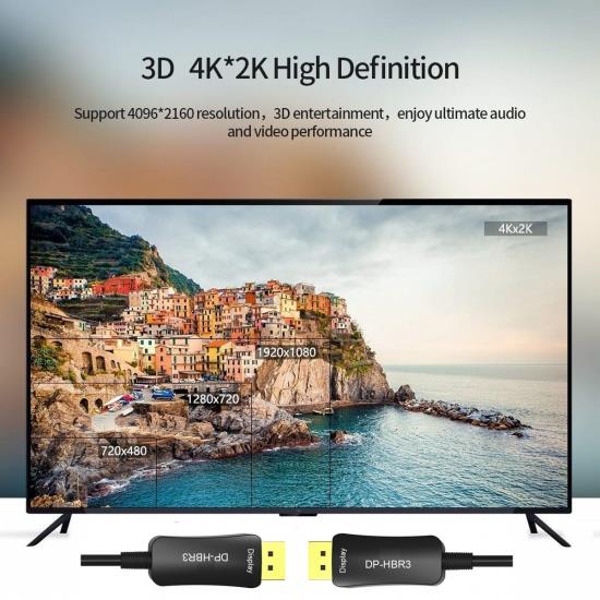 Cablecc Displayport DP AOC Cable 50M Active Fiber Optic Fast Transfer Ultra FHD 4K 60hz