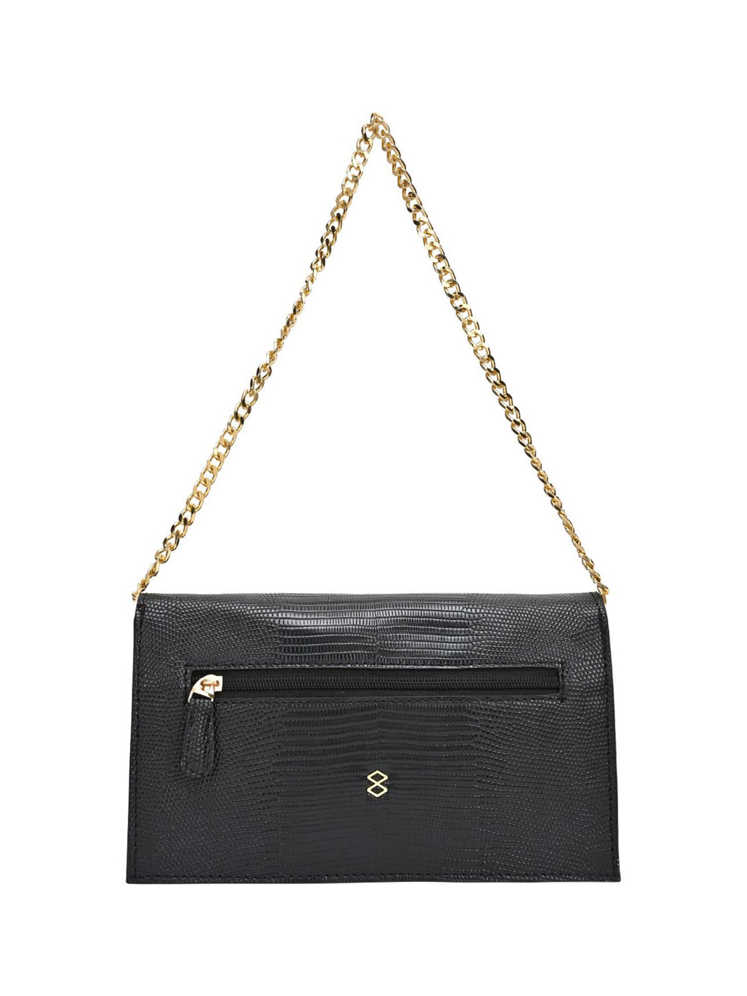 Horra Black Textured Shoulder Handbag