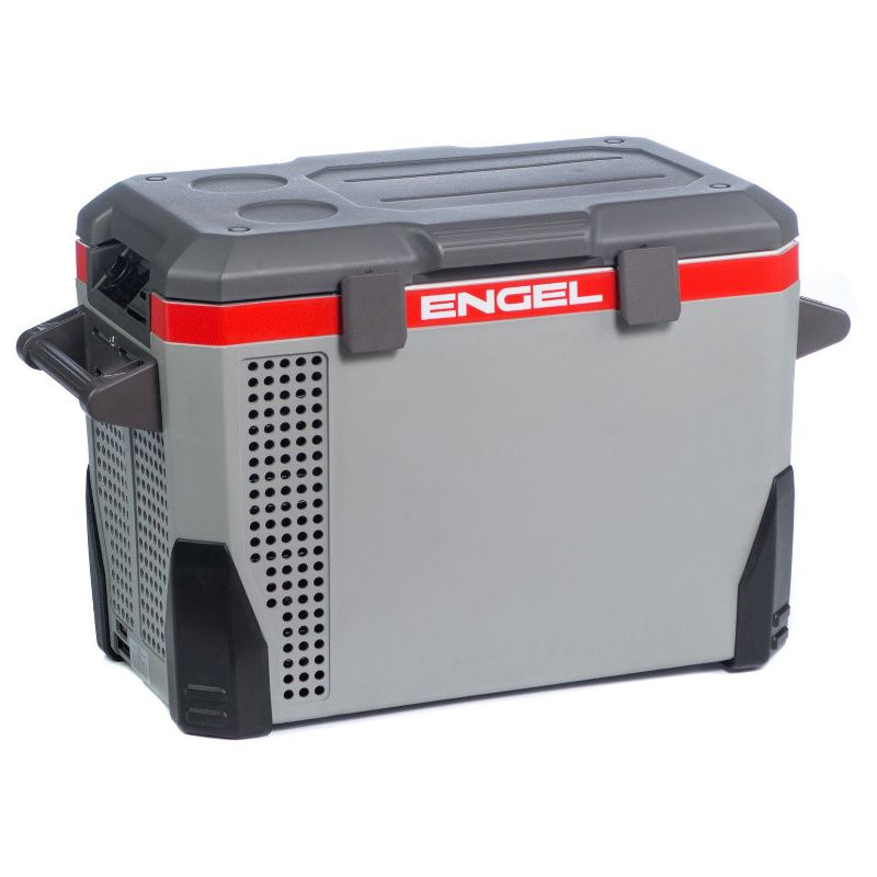 Engel 40-Quart 110/120V-AC 12/24V-DC Portable Top-Opening Tri-Voltage Car Fridge/Freezer with ABS Plastic Shell and Removable Handles, Gray