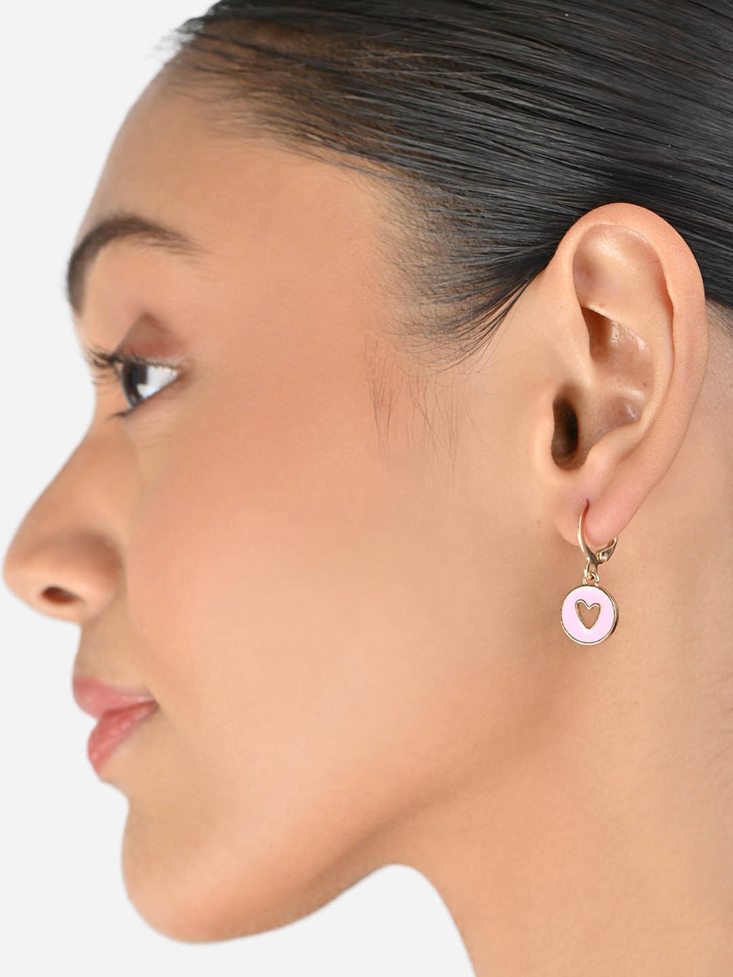 ToniQ Floral Pink & White Hoop Earrings for Women - Set of 6