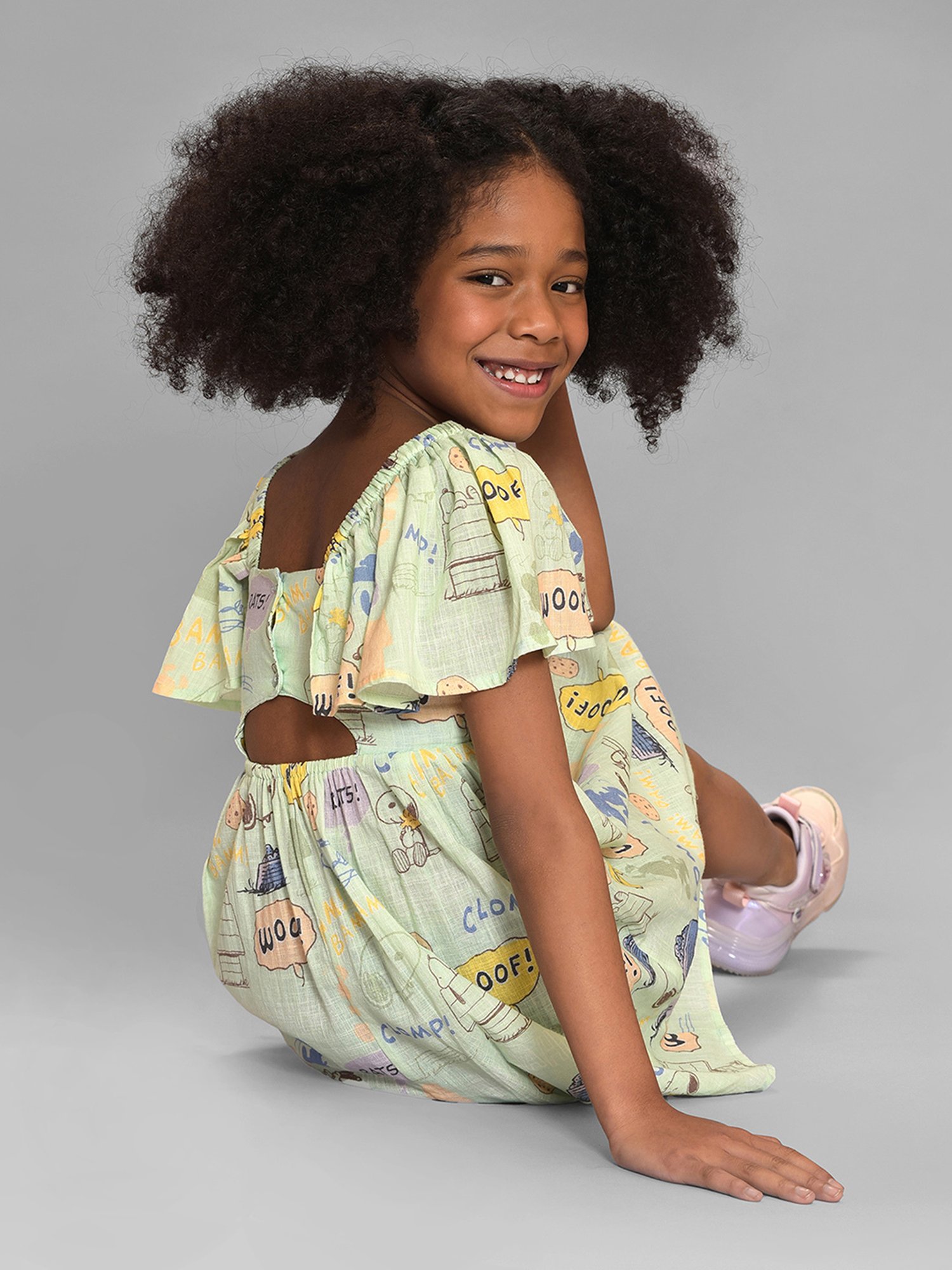 MiArcus Kids Green Printed Dress