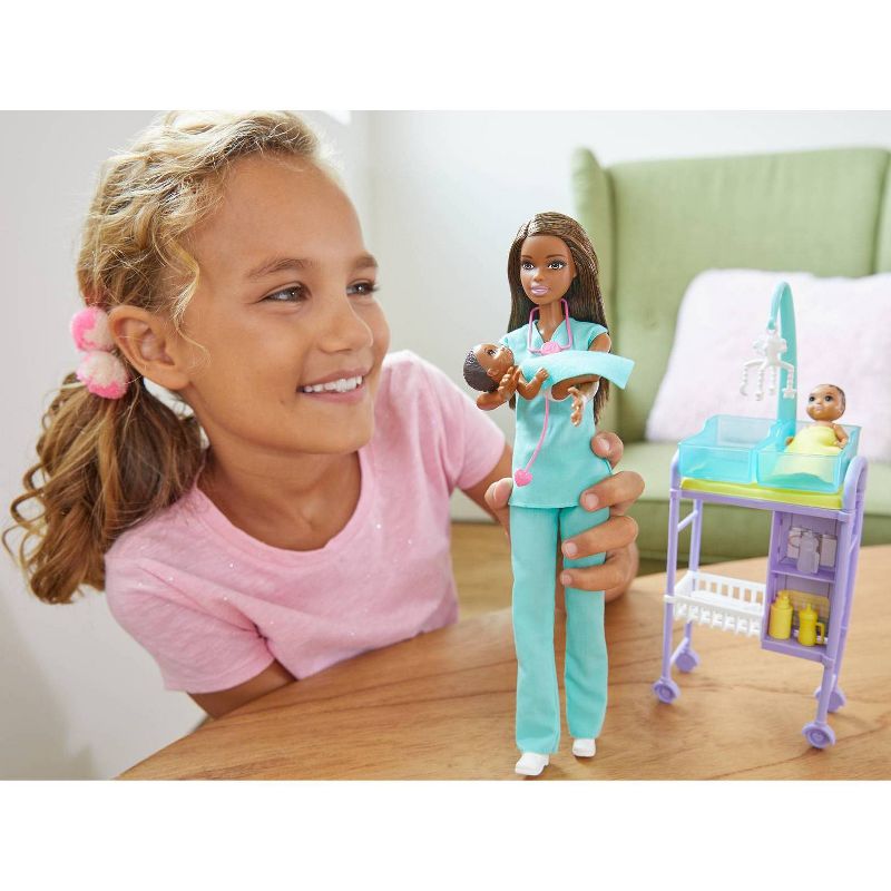 Barbie You Can Be Anything Baby Doctor Brunette Doll and Playset