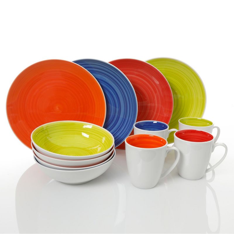 Gibson Home Crenshaw 12 Piece Ceramic Dinnerware Set in Assorted Colors