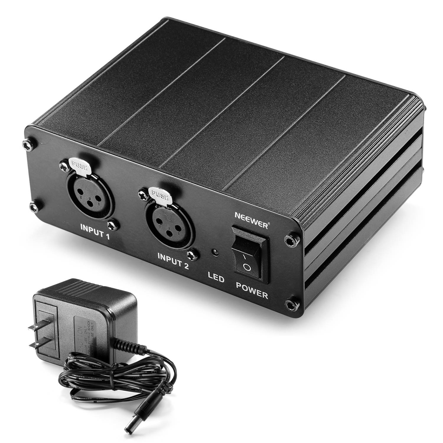 Neewer&reg; 2-Channel 48V Phantom Power Supply with Power Adapter for Condenser Microphones, Transfer Sound Signal to External Sound Card