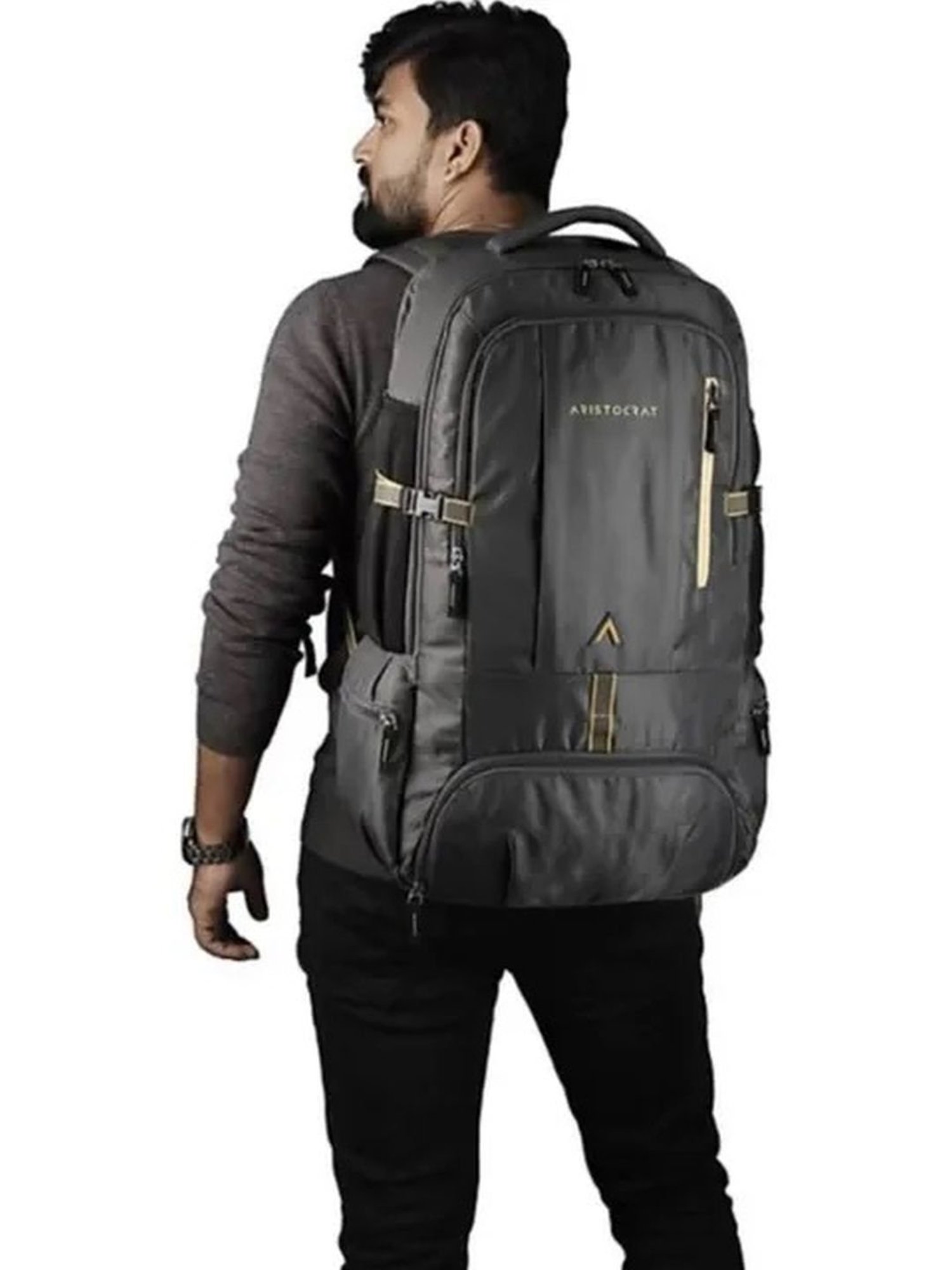 Aristocrat Peak Grey Solid Polyester Rucksack - 35 Ltrs