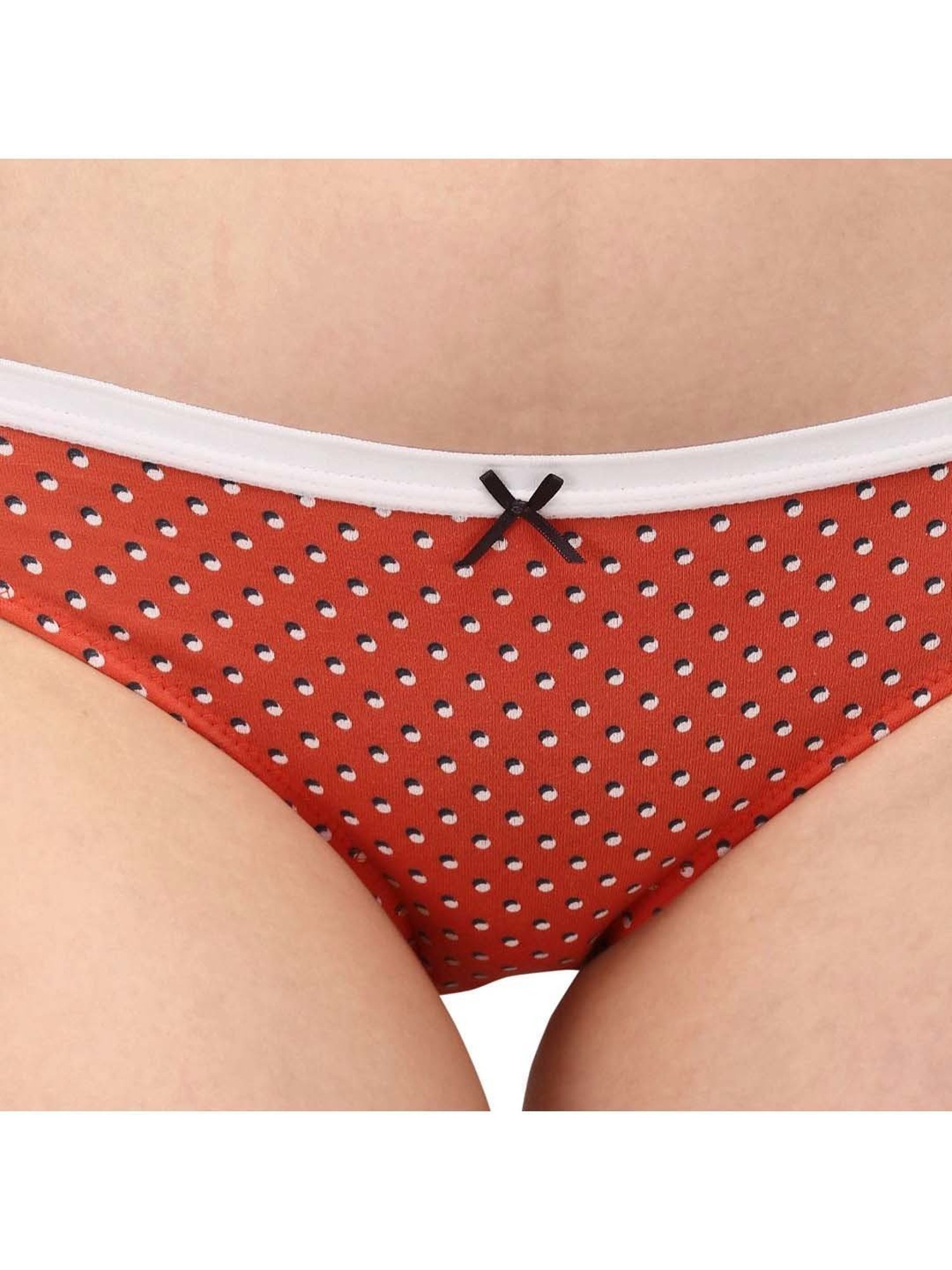 Soie White & Navy Cotton Printed Bikini Panties - Pack Of 6