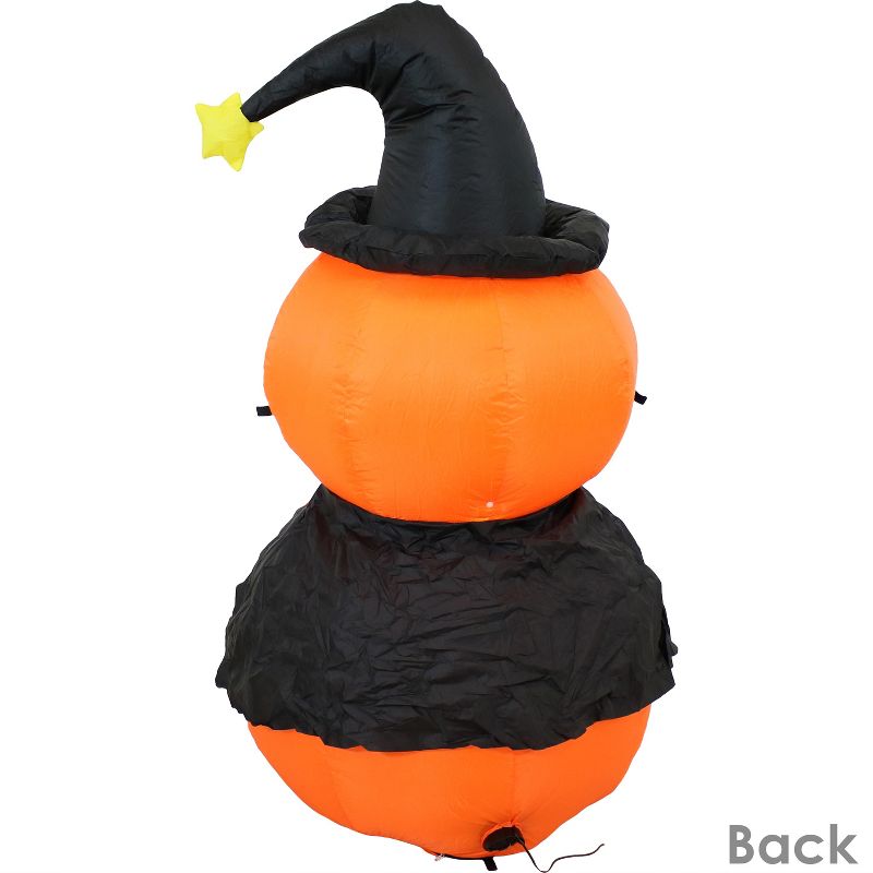Sunnydaze 4 Foot Self Inflatable Blow Up Jack-O' Lantern Duo with Witch Hat Outdoor Holiday Halloween Lawn Decoration with LED Lights