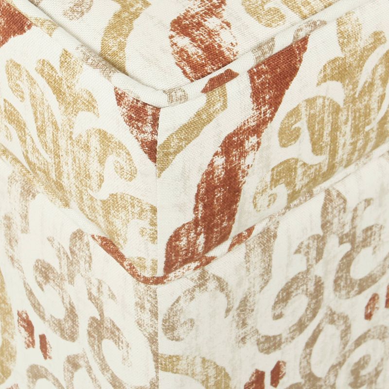 Square Storage Ottoman Burnt Orange/Cream Medallion - HomePop