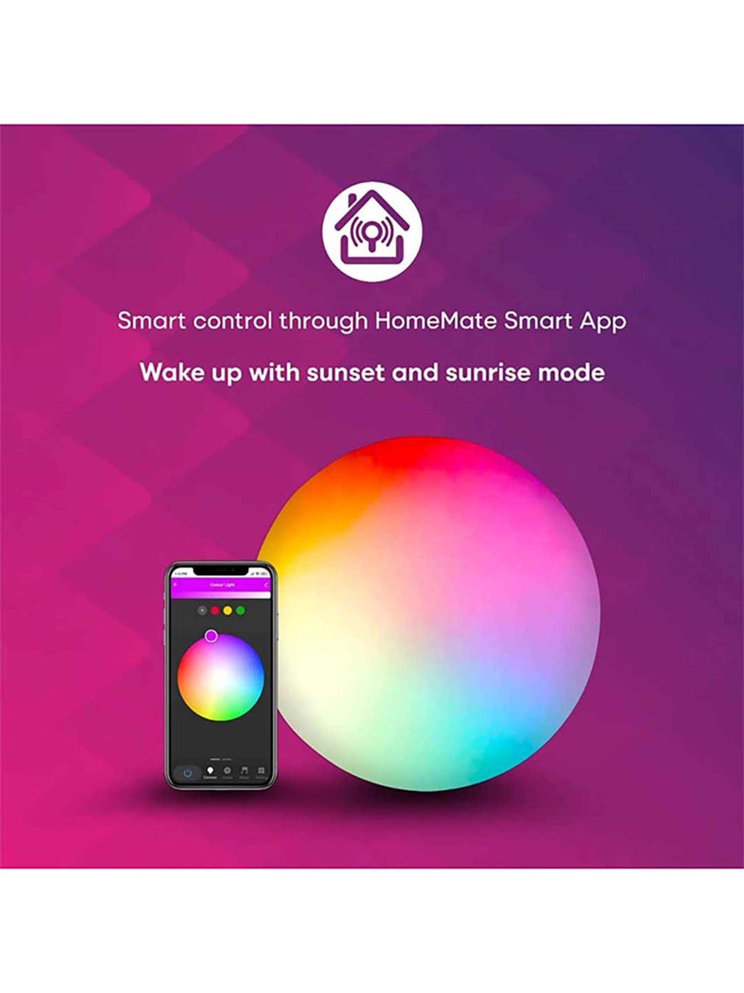 HomeMate Smart 10W LED Surface Light Works with Google Assistant and Alexa (Multicolor)