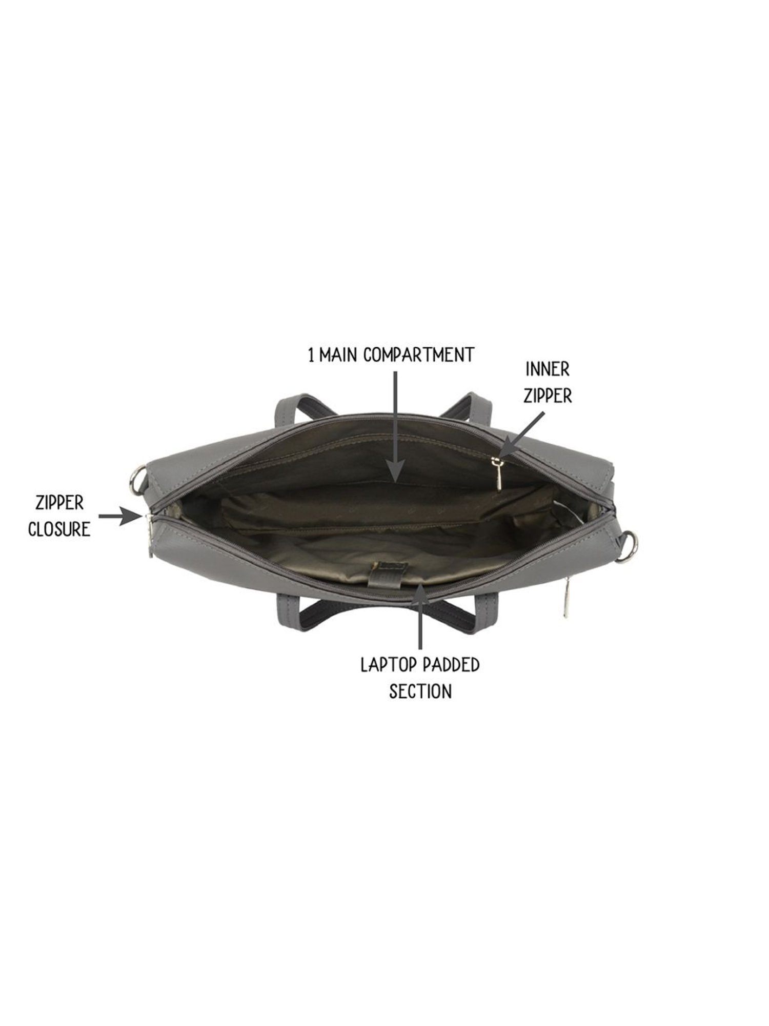 Baggit Grey Solid Large Laptop Messenger Bag