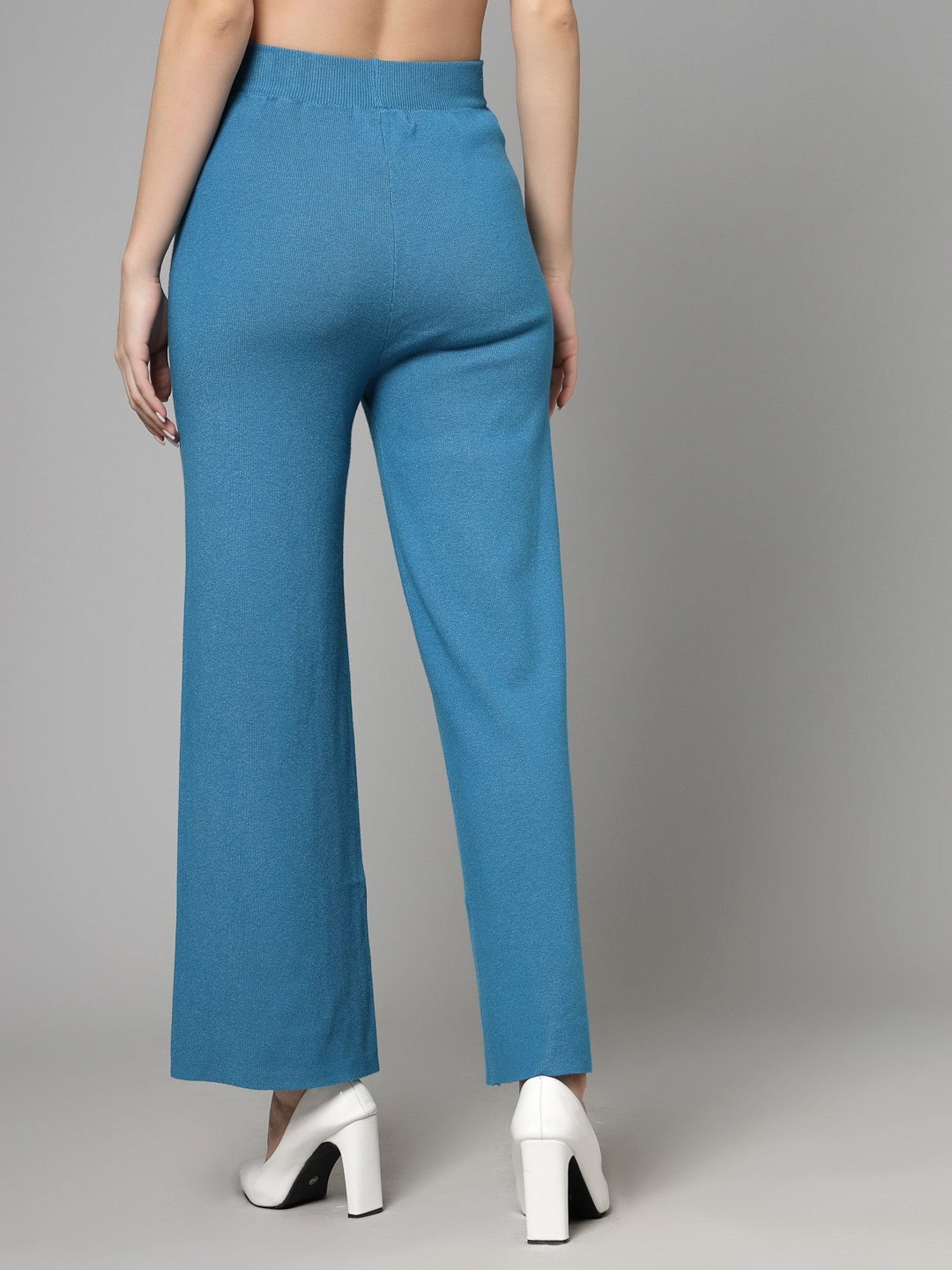 Mafadeny Teal Regular Fit Mid Rise Palazzos