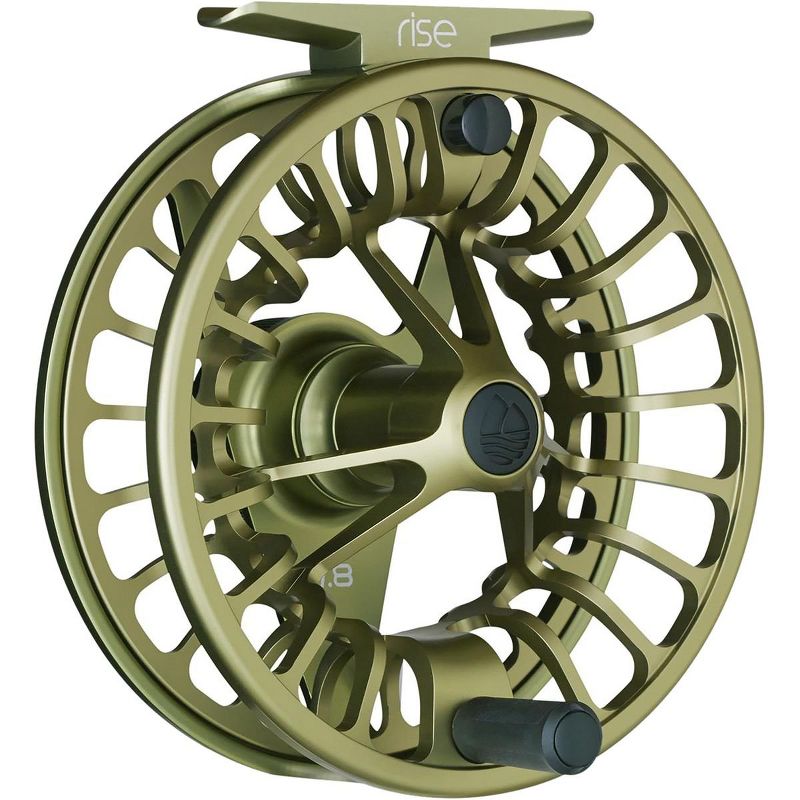 Redington Rise Mighty Powerful Solid Ambidextrous Angler 7/8 Fly Fishing Reel with Protective Nylon Carry Case, Olive