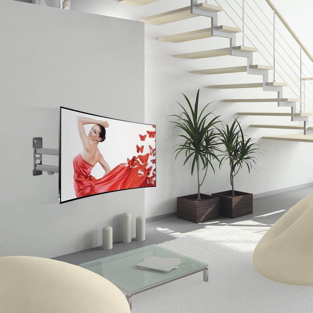 Barkan 3400.B 29-65 Full Motion 4 Movement, Flat/Curved TV Wall Mount, Dual-Arm, Up to 88 lbs, Black, Patented.