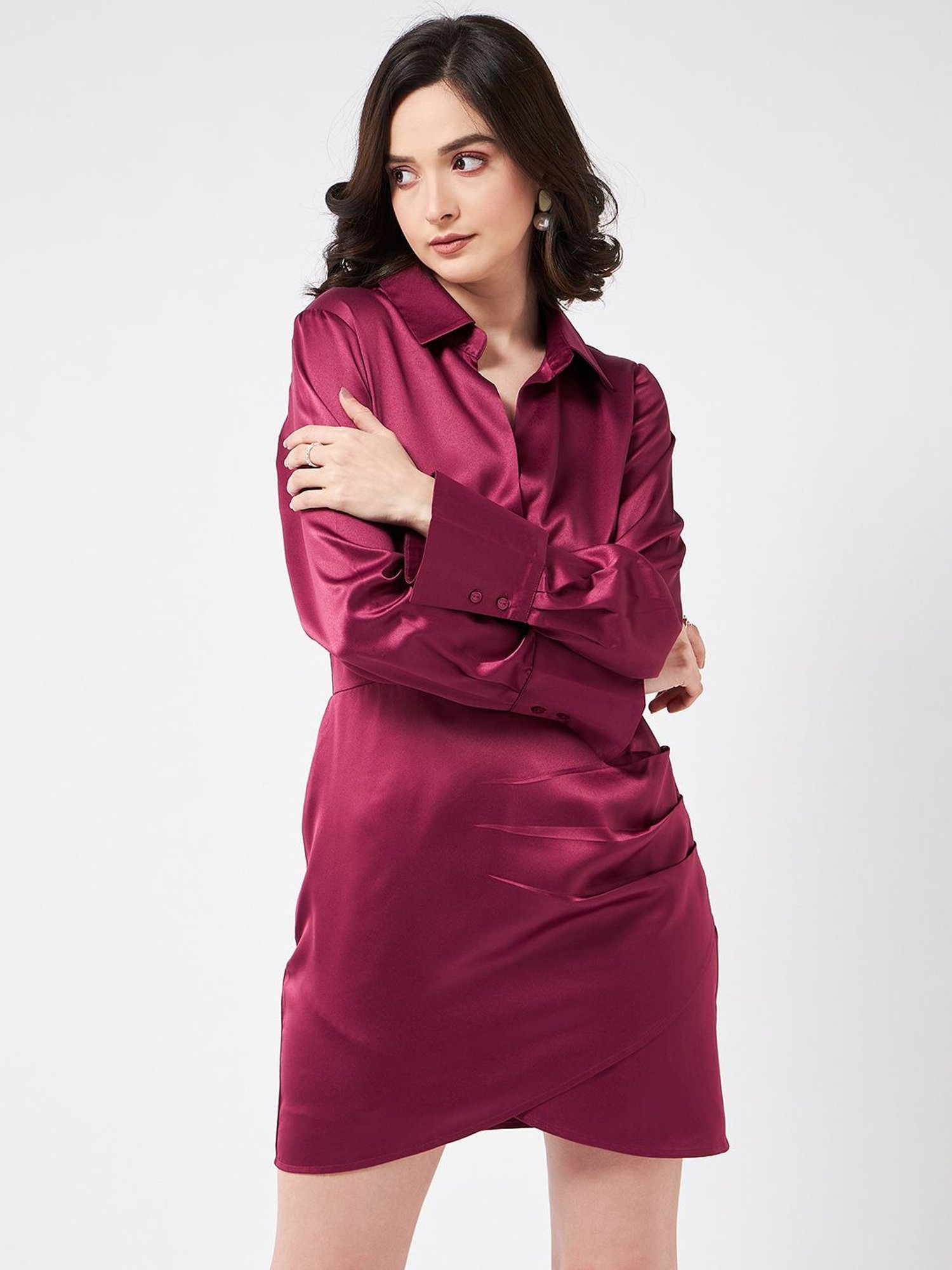 Magre Wine Regular Fit A Line Dress