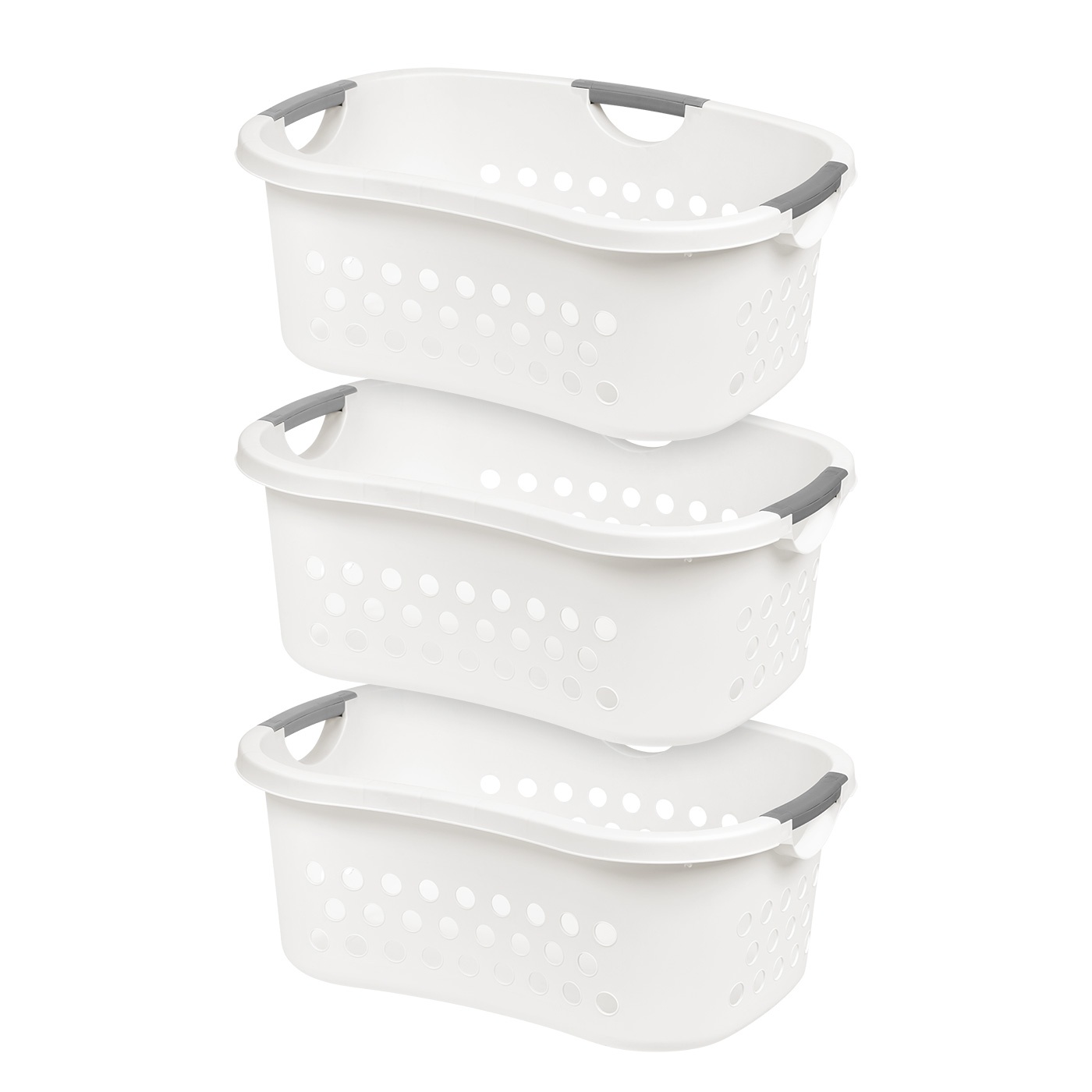 IRIS Comfort Carry Laundry Basket, 3 Pack, White