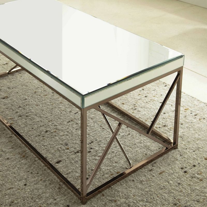 Evelyn Cocktail Table Copper Chrome and Mirror - Steve Silver
