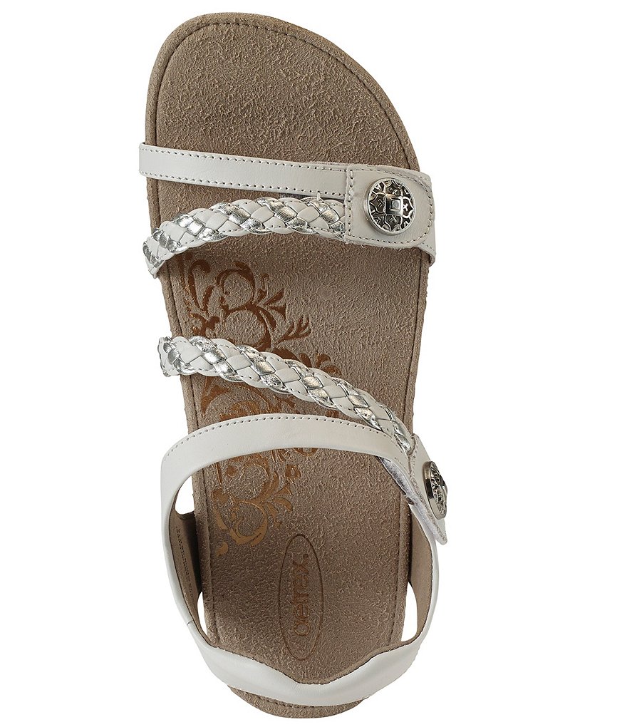 Aetrex Jillian Braided Leather Cork Wedge Sandals
