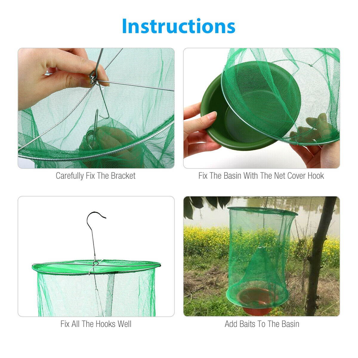 2~4x The Ranch Fly Trap Reusable Fly Catcher Killer Cage Net Trap Pest Bug Catch