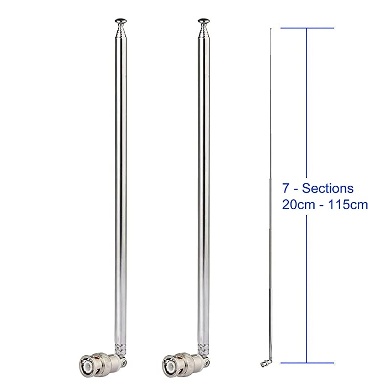 HF VHF UHF 7Sections 115cm Telescopic BNC Male Antenna 2Pack for Ham Radio Amateur Radio Mobile Radio Transceiver Two Way Radio Police Scanner Wireless Microphone Receiver Frequency Counter