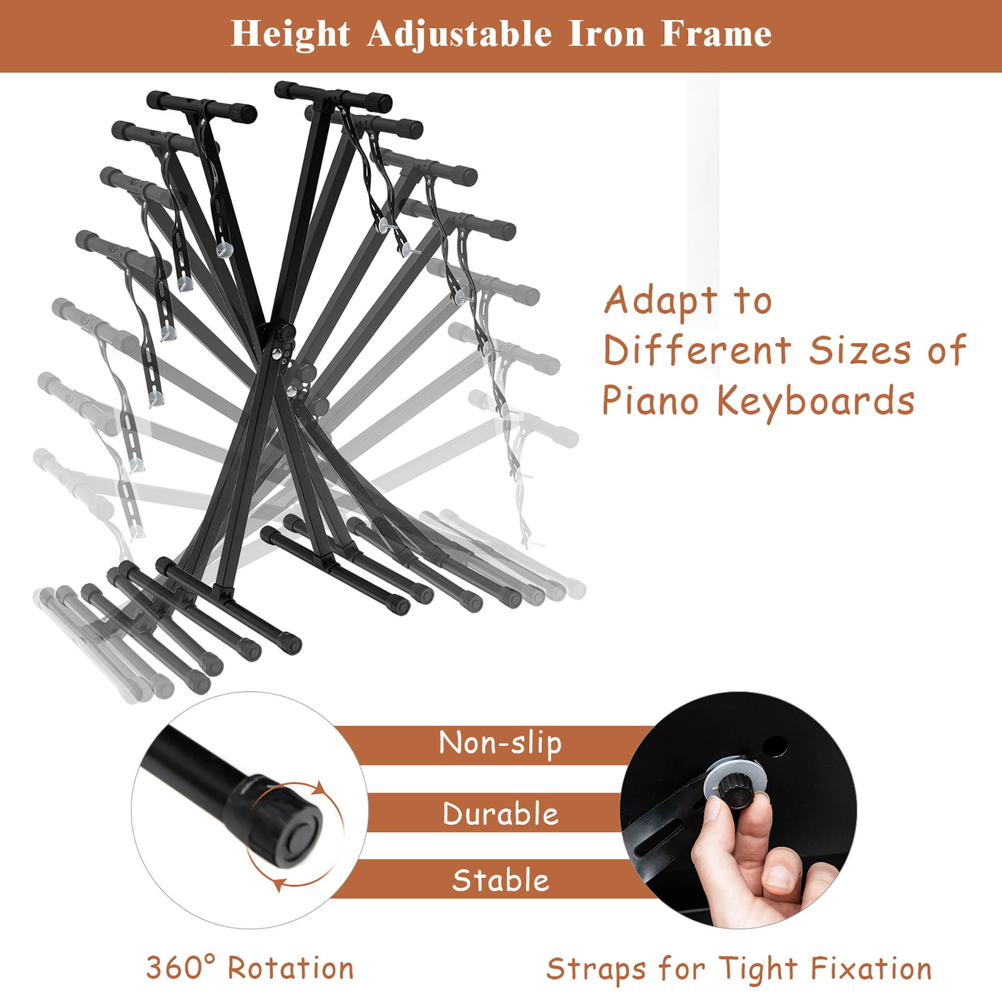 Costway 61-Key Electronic Keyboard Piano Set w/Stand Bench Headphones Microphone