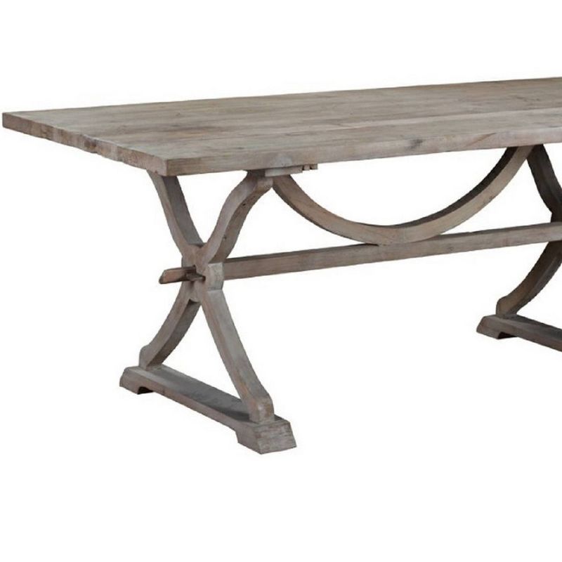 Farmhouse Wooden Dining Table with Trestle Base Gray - Benzara