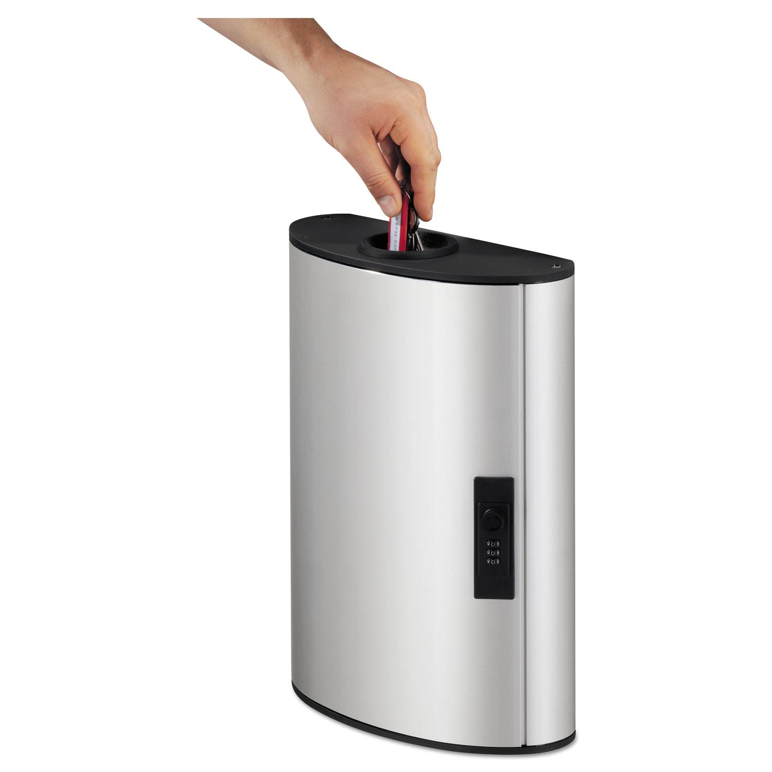 Durable Key Box Plus 54-Key Brushed Aluminum Silver 11 3/4 x 4 5/8 x 15 1/2