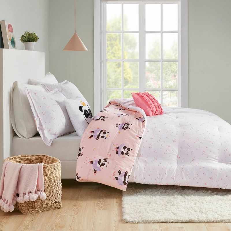 Full/Queen Patty Ballerina Panda Cotton Comforter Set Pink